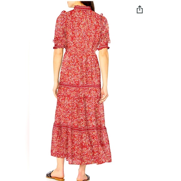 chinese dress ladies Max Studio Women's Plus Size Crepe Smocked Short Sleeve Tiered Maxi Dress,  Sea Paisley Bouquet Vintage Chintz, 2X at Amazon Women's Clothing store main image 1